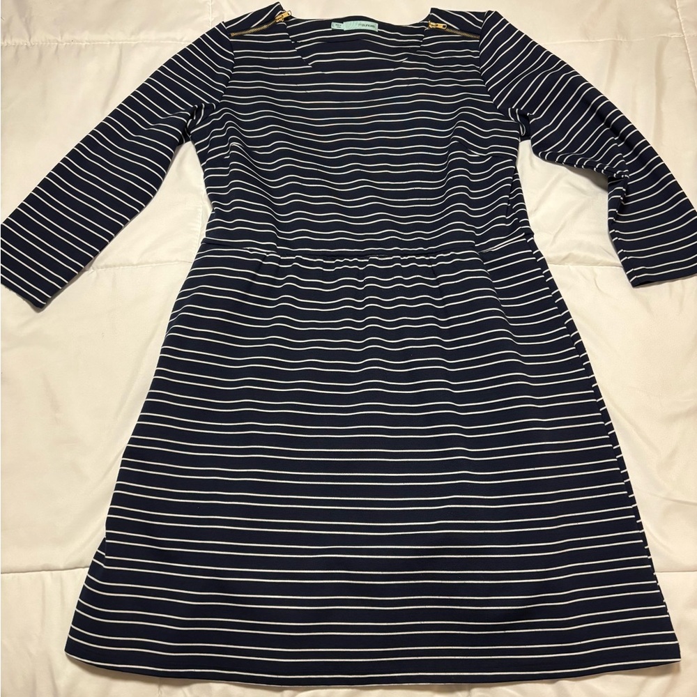 Maurices Navy and White Striped Long Sleeve Dress